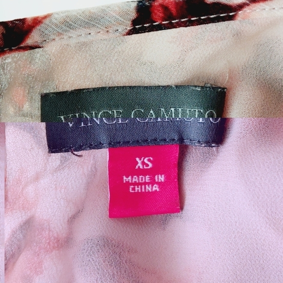 Vince Camuto Cream Sheer Floral Pattern Long Puff Sleeve Eye Button Blouse P2957 - Picture 5 of 7